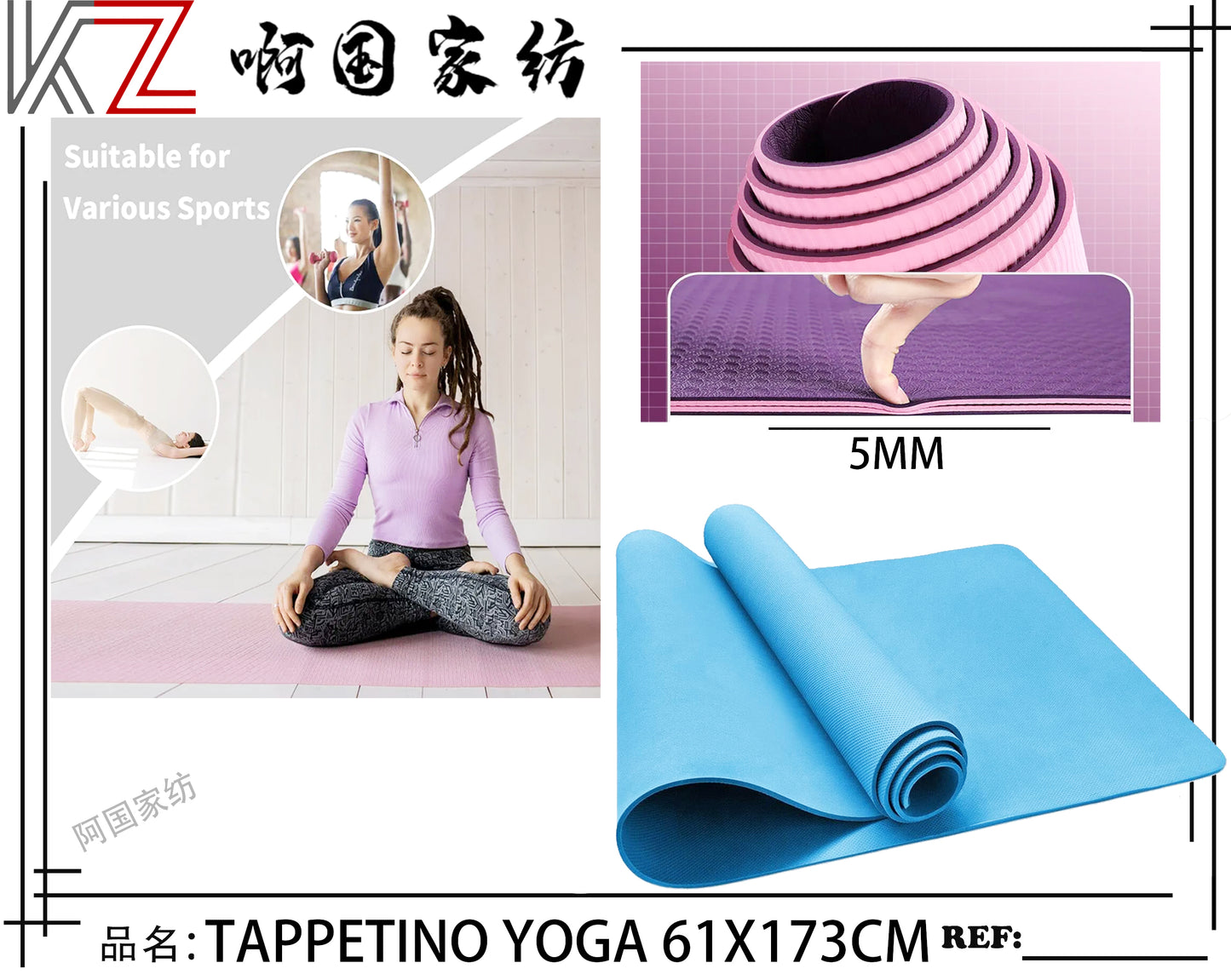 TAPPETINO PER YOGA 61X173 5MM