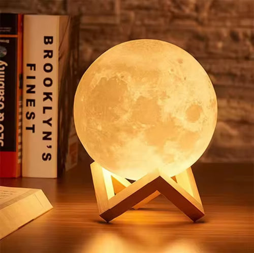 3D Print Rechargeable Moon LED Night Light Creative Touch Switch